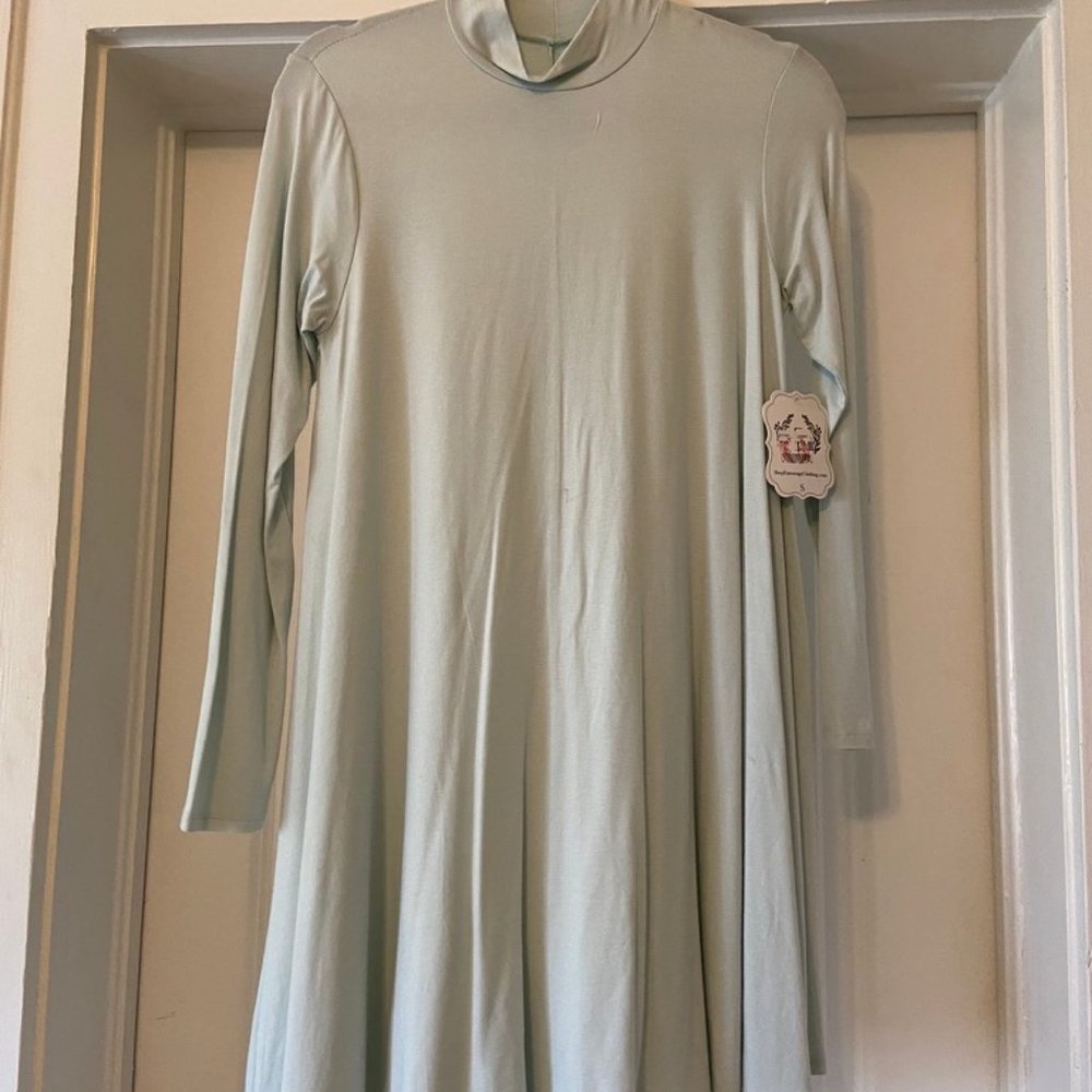 Mint Mock Neck Long Sleeve Dress